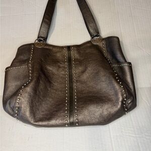 Brighton Bronze Leather Shoulder Bag Andie Pretty Tough Metallic Studded